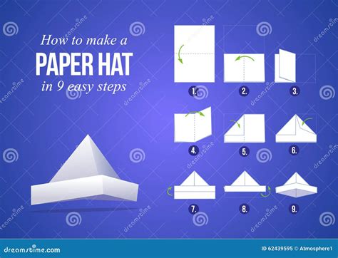 Instructions How To Make a Paper Hat Stock Vector - Illustration of ...