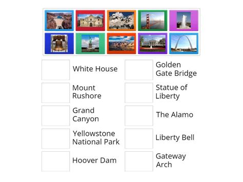 10 National Landmarks in the USA - Match up