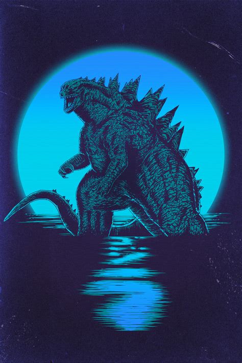 Plakat na ścianę Kaiju under the moon Gadżety Prezenty Posters pl