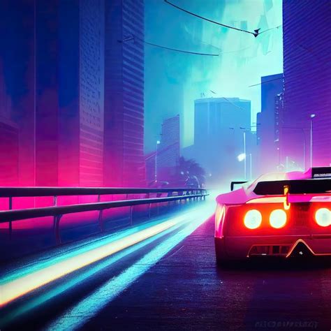 Arte De Ilustra O De Pintura De Carro Esportivo Futurista Cyberpunk