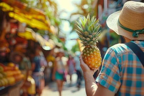 Fotorealistisches Porträt einer Person mit exotischer Ananasfrucht