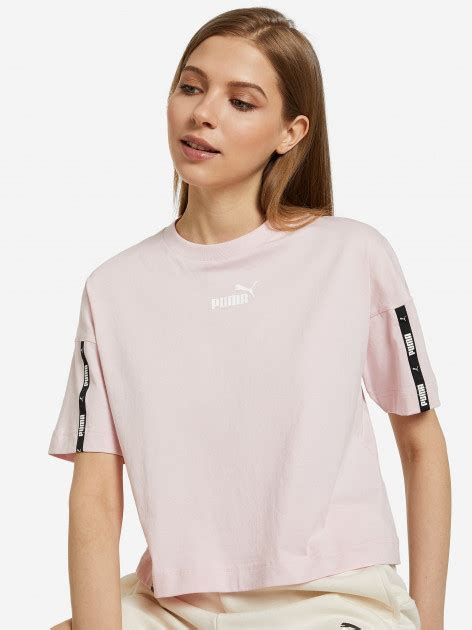 Футболка женская Puma Power Tape Cropped арт 847116 розовый цвет