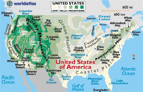 map   landforms usa landforms map usa physical features map