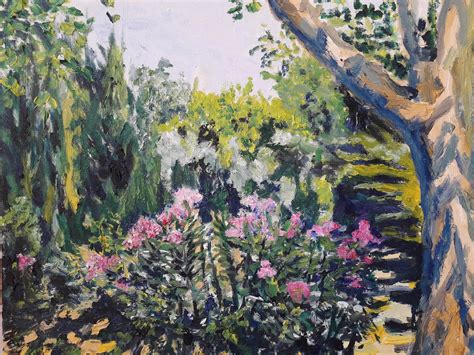 Peinture Lauriers Roses Dans Le Parc