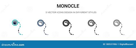 Monocle Icon In Filled Thin Line Outline And Stroke Style Vector