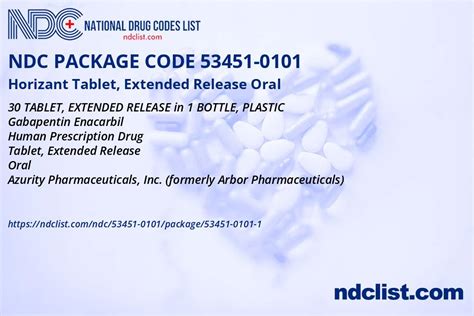 Ndc Package 53451 0101 1 Horizant Tablet Extended Release Oral