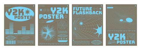 Set Of Retro Futuristic Vibe Flyers Royalty Free Vector