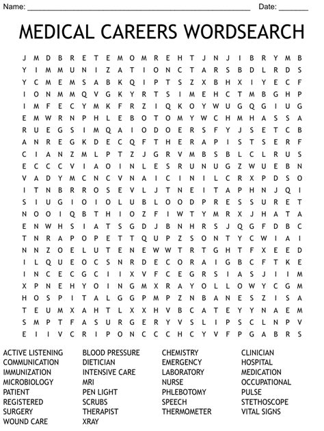 Health Care Career Word Search Word Search Printable