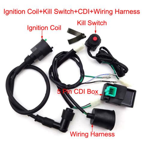 Wiring Loom Harness Kill Switch Ignition Coil AC CDI For 50 160cc Pit