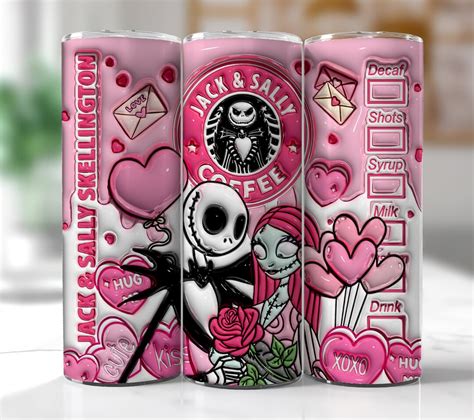 D Jack And Sally Valentine Tumbler Design Png D Inflated Valentine