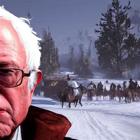 Gameplay Screenshot Of Bernie Sanders In Red Dead Stable Diffusion