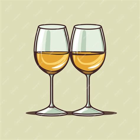 Premium Vector Two Glasses Of White Wine Icon Vector Illustration