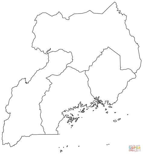 Outline Map Of Uganda With Regions Coloring Page Free Printable