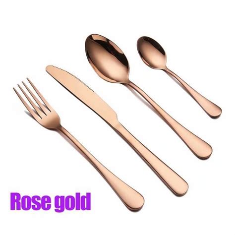 Rose Gold Set Couverts En Or Et Noir En Acier Inoxydable