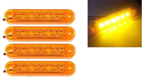 Flexzon 4X 12V 24V 6 SMD LED Side Marker Orange Lights Trailer Caravan