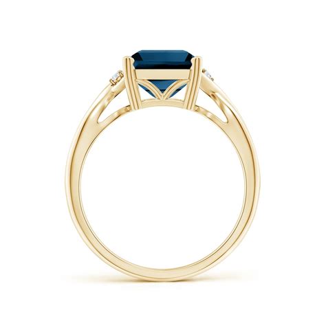 Emerald Cut London Blue Topaz Twist Shank Statement Ring Angara