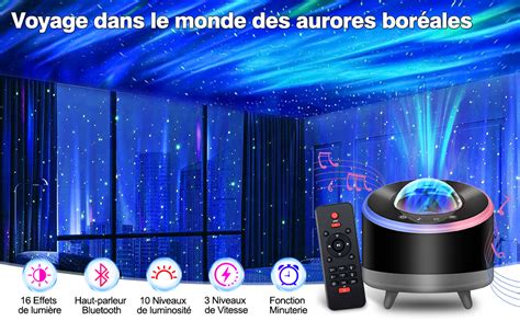 Mrooyi Projecteur Ciel Toil Led Avec Haut Parleur Bluetooth En