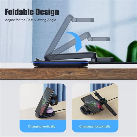 Wireless Charging Station BRIMFORD 3 in 1 Fast Foldable Charging Stand ...