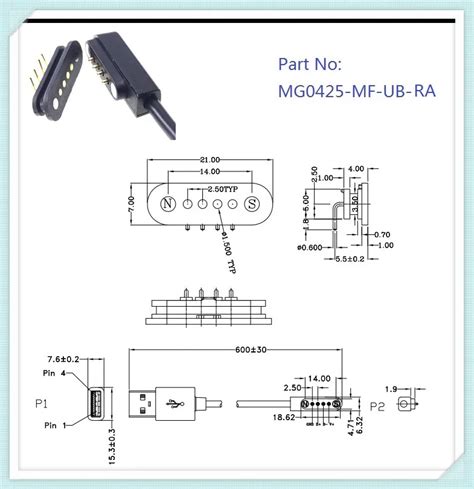 Magnetic Spring Loaded Pogo Pin Connector 4 Pin Pitch 25 Mm Data