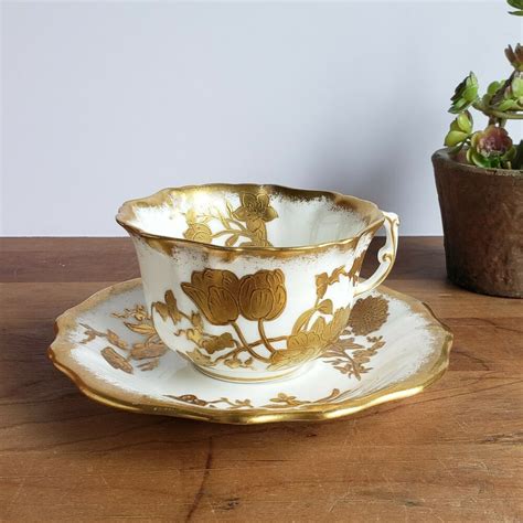 Hammersley And Co England Bone China Tea Cup And Saucer Gold Floral