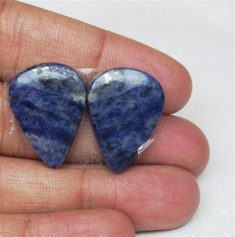 Natural Sodalite Pear Pair Cabochon 33 05 Cts Loose Semi Precious Gems