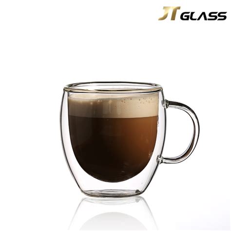 Wholesale Customized Elegant Design Thermal Insulated Double Wall Glass Latte Espresso Coffee