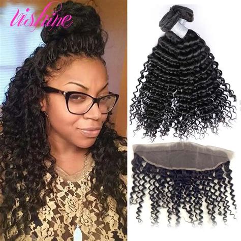 13x4 Lace Frontal Weave Brazilian Virgin Hair With Closure Deep Wave