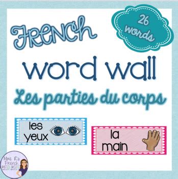 French Body Parts Word Wall MUR DE MOTS PARTIES DU CORPS TpT