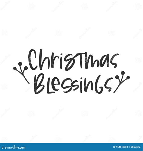 Christmas Blessings Holiday Hand Written Lettering Phrase Stock Vector