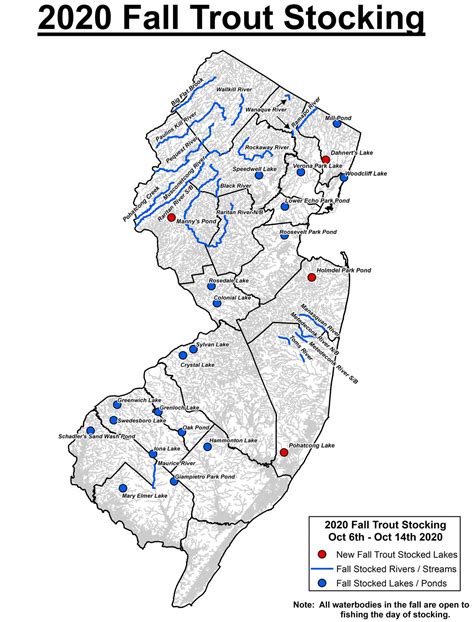 NJDEP Division of Fish & Wildlife - Fall 2020 Trout Stocking Schedule