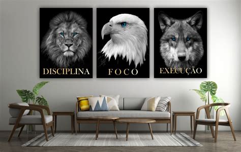 Quadros Decorativos Disciplina Leão Águia Lobo 120x60cm Frete grátis