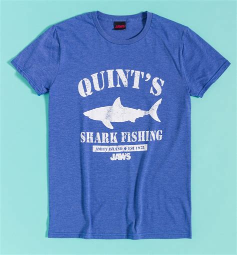 Jaws Quint S Shark Fishing Blue T Shirt