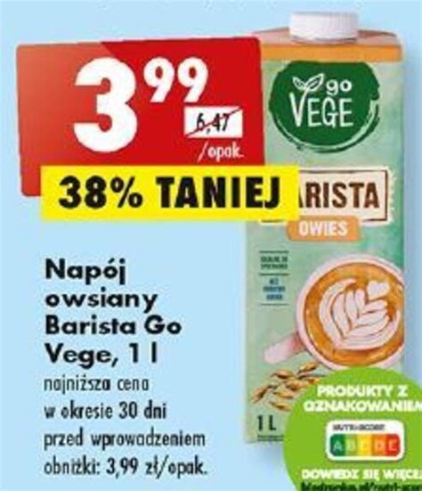 Promocja Napój owsiany Barista Go Vege 1l w Biedronka