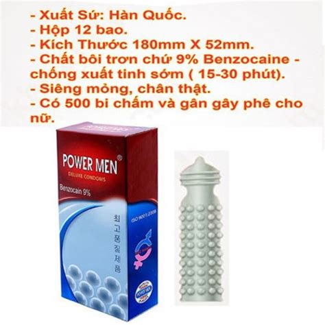 Bao cao su trị xuất tinh sớm PowerMen gân gai kéo dài thời gian quan hệ