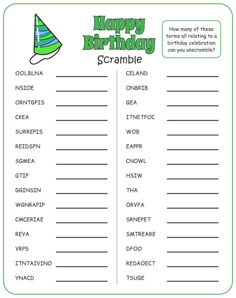 Birthday Party Games Printable