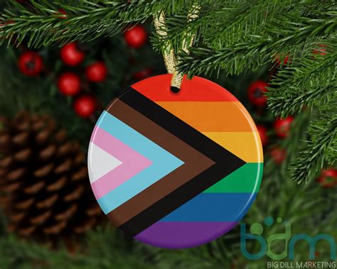 LGBTQ Pride Flag Ceramic Christmas Ornament Secret Santa Progress Flag Gay Bisexual
