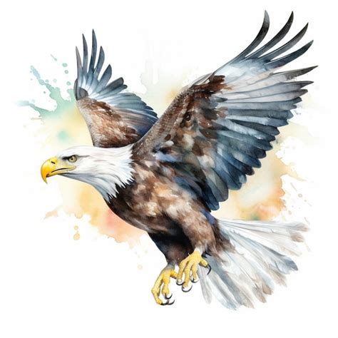 Premium AI Image | Watercolor painting of a bald eagle with wings spread