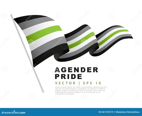 The Flag Of Agender Pride Hangs On A Flagpole And Flutters In The Wind