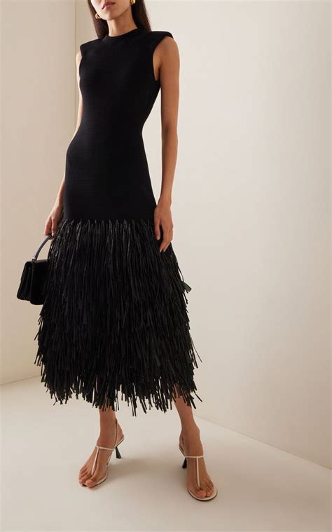 Exclusive Rushes Raffia Trimmed Knit Midi Dress By Aje Moda Operandi