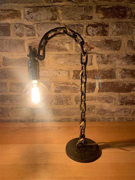 Handmade Chain Link Desk Lamp Welded Chain Table Lamp Etsy