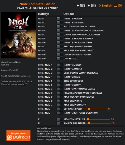 Nioh Complete Edition Trainer Fling Trainer Pc Game Cheats And Mods