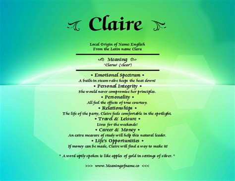 Claire Meaning Of Name