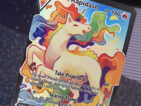 Holo Pride Month Rainbow Rapidash Custom Holographic Pok Mon Etsy