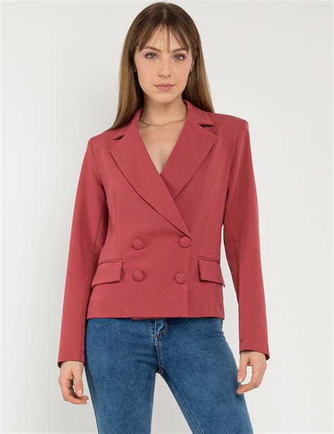 Blazer Alfaiataria Botões Liso Magenta Vogabox