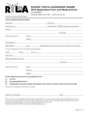 Fillable Online RYLA MEDICAL FORM 2016 V1 Bacypcouk Fax Email Print