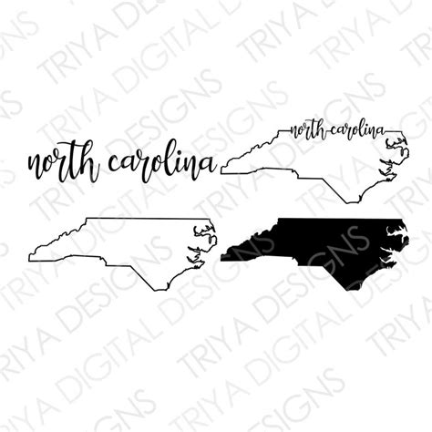 North Carolina SVG Bundle North Carolina Outline With Text | Etsy