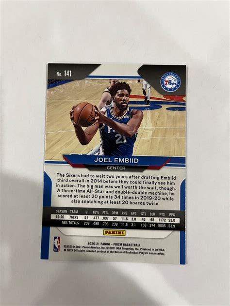 Joel Embiid Prizm Silver Prizm Card No Philadelphia Ers Ebay