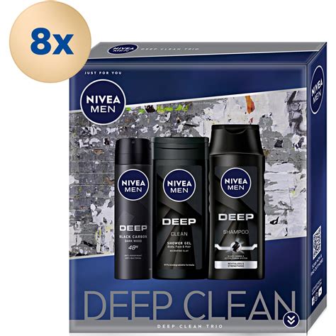 Pachet Promo 8 Bucati X Set Cadou Nivea Men Deep Trio Box Sampon