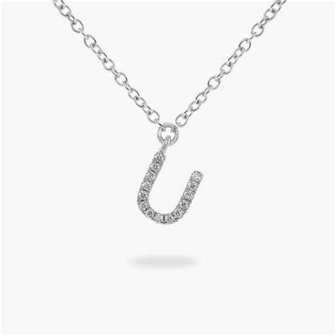 Ct White Gold Diamond Initial U Necklace Cerrone Jewellers