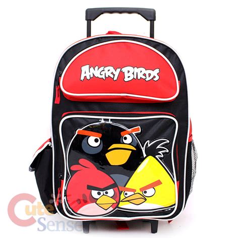 Angry Birds School Roller Backpack 16 Rolling Bag Trolley 3 Birds